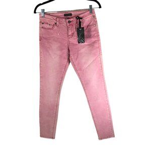 This City Womens Pink Faded Skinny Jeans Goth Punk Rock Size 26